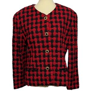 Jacqueline Ferrar Vintage Houndstooth Button Up Jacket